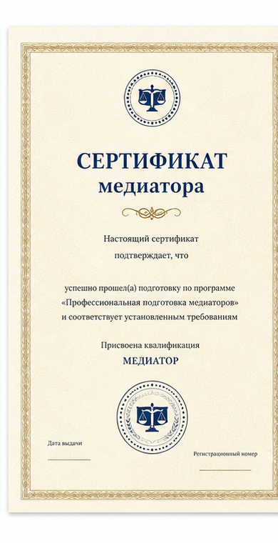 Сертификат медиатора